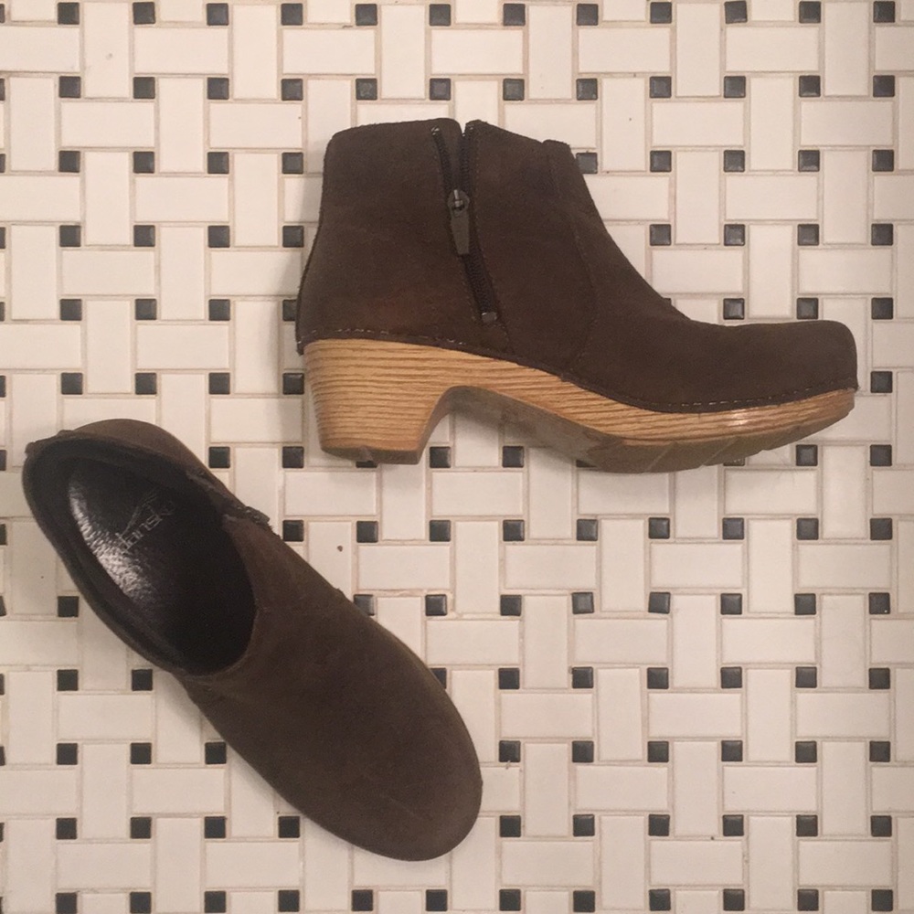 Brown leather boots